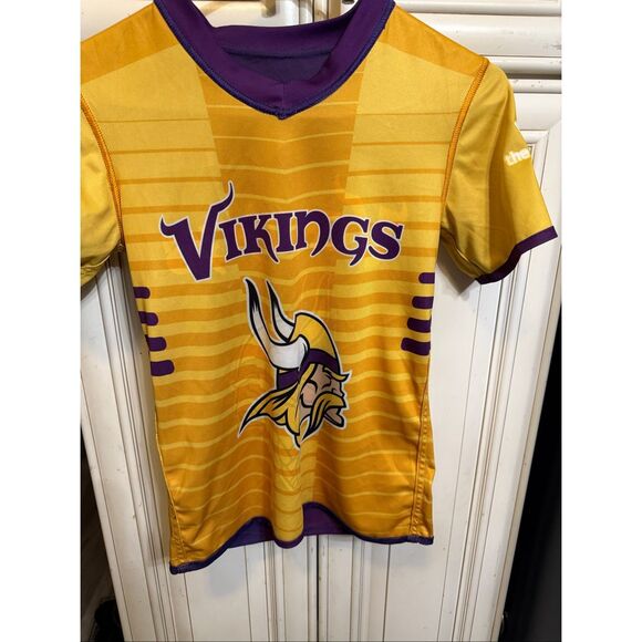 NFL Youth Vikings Football Short Sleeve Reversible Jersey Purple Yellow Small - Picture 5 of 10